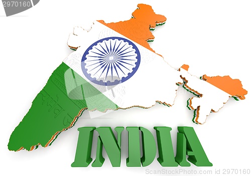 Image of Map illustration of India with flag