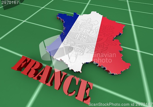 Image of Map of France with flag colors.