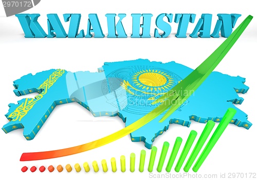 Image of map illustration of Kazakhstan with flag