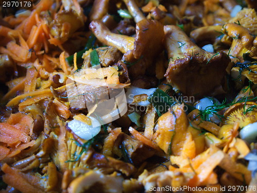 Image of fried mushrooms with vegetables