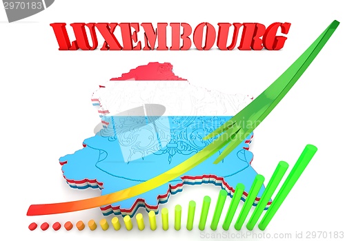 Image of Map illustration of Luxembourg with flag