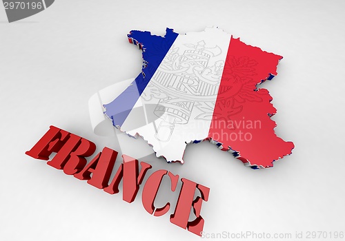 Image of Map of France with flag colors.
