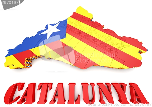 Image of map illustration of Catalonia with flag