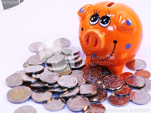 Image of Bunch of coins and piggy bank