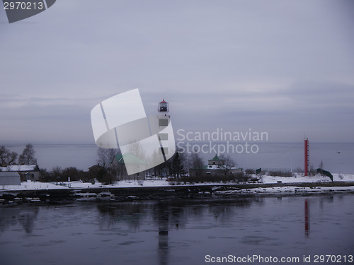 Image of lighthouse in port of Riga