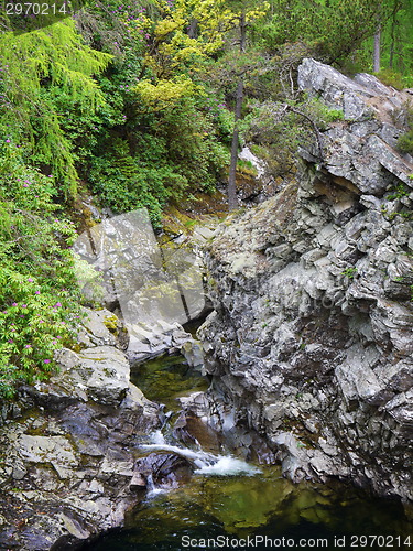 Image of River deep in mountain forest.