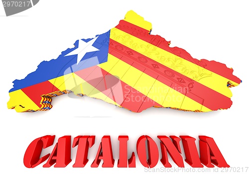 Image of map illustration of Catalonia with flag