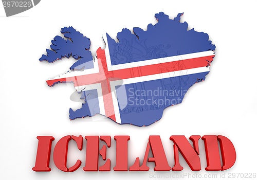 Image of map illustration of Iceland with flag