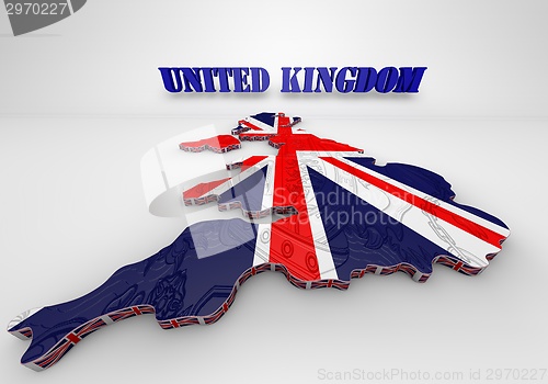 Image of Illustration of United Kingdom map with as Flag