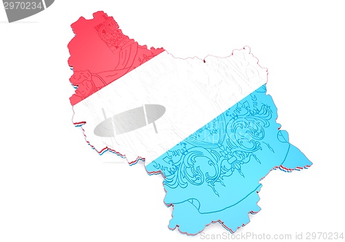 Image of Map illustration of Luxembourg with flag