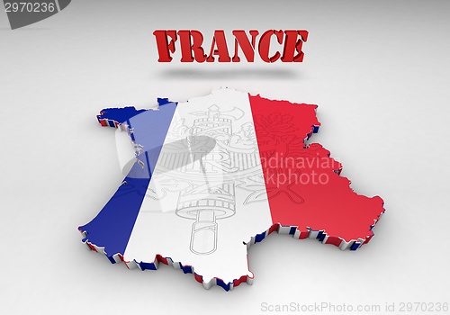 Image of Map of France with flag colors.