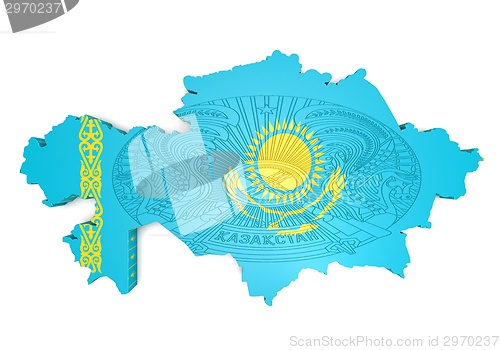 Image of map illustration of Kazakhstan with flag