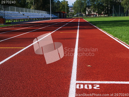 Image of Red racetrack on the stadium