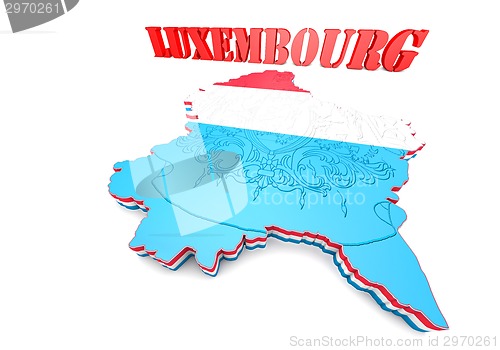 Image of Map illustration of Luxembourg with flag