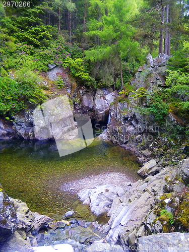 Image of River deep in mountain forest.