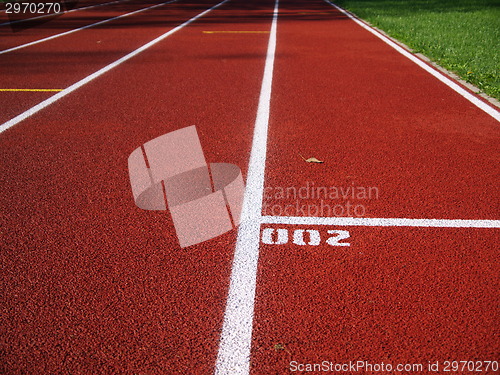 Image of Red racetrack on the stadium