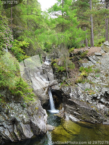 Image of River deep in mountain forest.