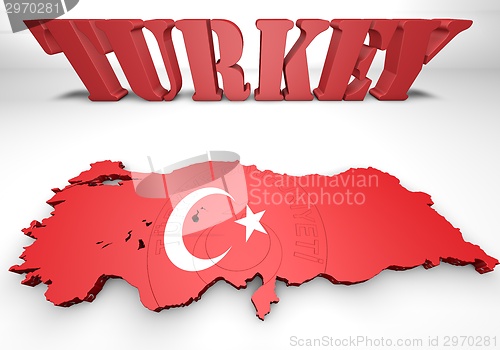 Image of map illustration of Turkey with flag