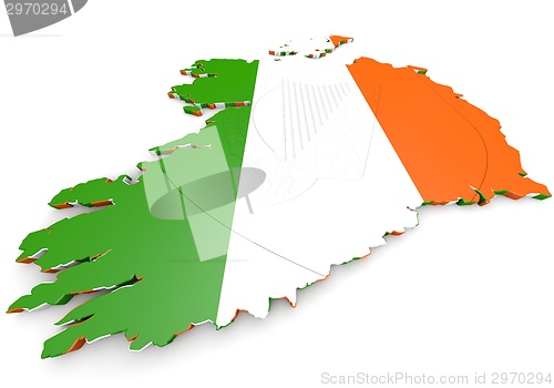Image of map illustration of Ireland with flag