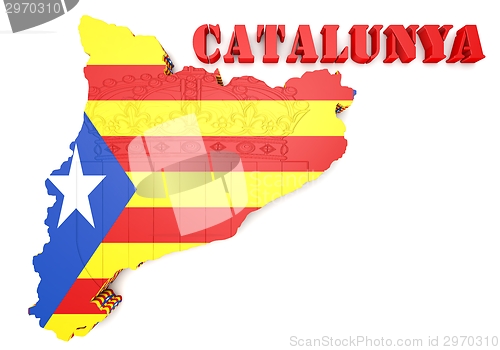 Image of map illustration of Catalonia with flag