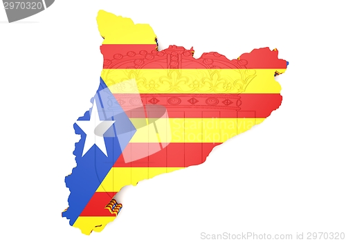 Image of map illustration of Catalonia with flag
