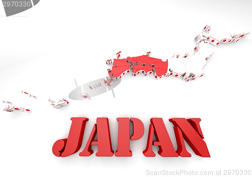 Image of map of Japan with flag