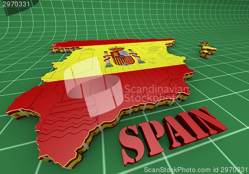 Image of Map of SPAIN with flag