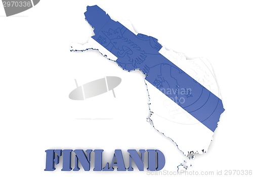 Image of map illustratin of Finland with flag