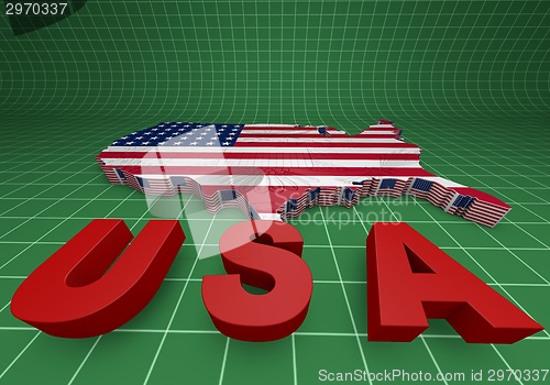 Image of U.S.A. mapped flag in 3D illustration .