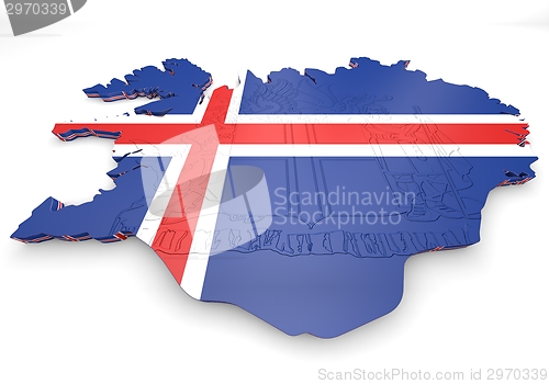 Image of map illustration of Iceland with flag