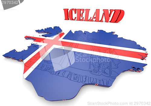 Image of map illustration of Iceland with flag