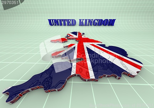 Image of Illustration of United Kingdom map with as Flag