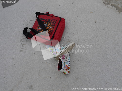 Image of Pair of female shoes and handbag