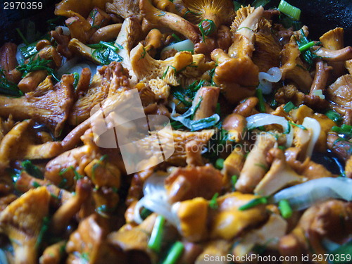 Image of fried mushrooms with vegetables