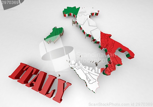 Image of Map of Italy with flag