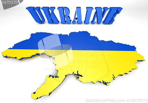 Image of map illustration of Ukraine with flag