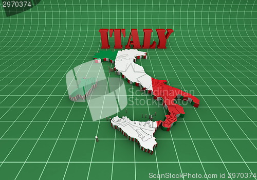 Image of Map of Italy with flag