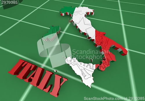 Image of Map of Italy with flag