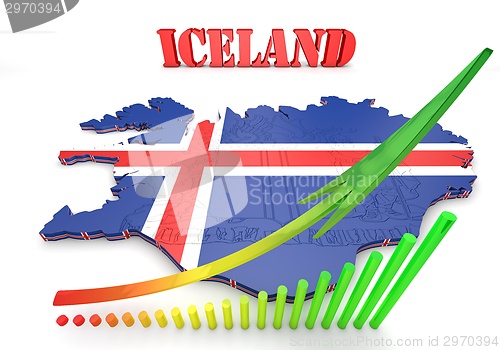 Image of map illustration of Iceland with flag