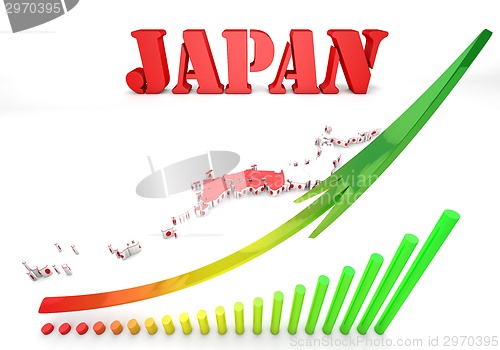 Image of map of Japan with flag