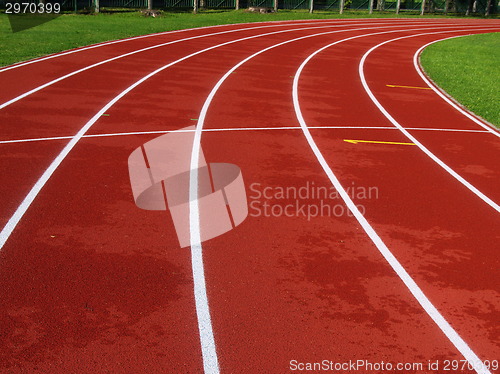 Image of Red racetrack on the stadium