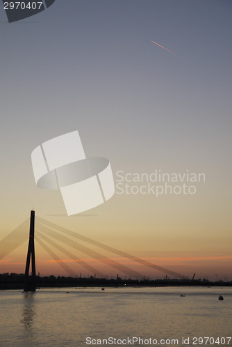 Image of Bridge at night. Riga, Latvia