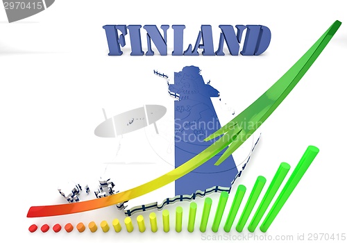 Image of map illustratin of Finland with flag