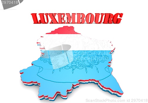 Image of Map illustration of Luxembourg with flag
