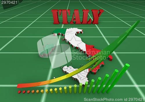 Image of Map of Italy with flag