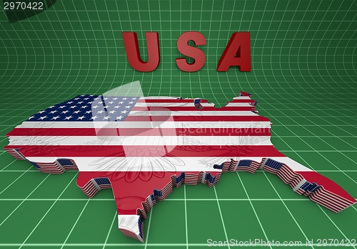 Image of U.S.A. mapped flag in 3D illustration .