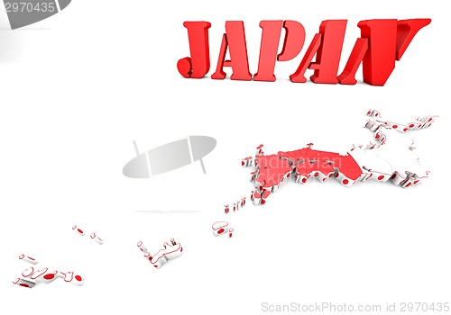 Image of map of Japan with flag