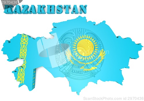 Image of map illustration of Kazakhstan with flag