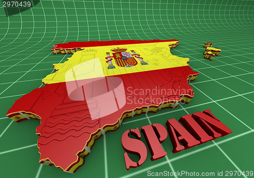 Image of Map of SPAIN with flag