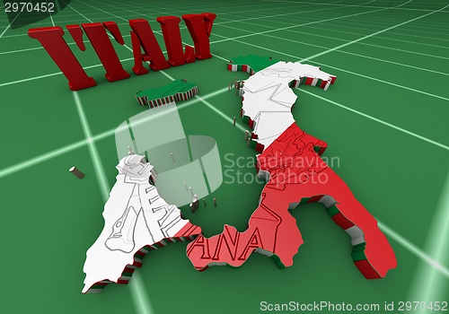 Image of Map of Italy with flag